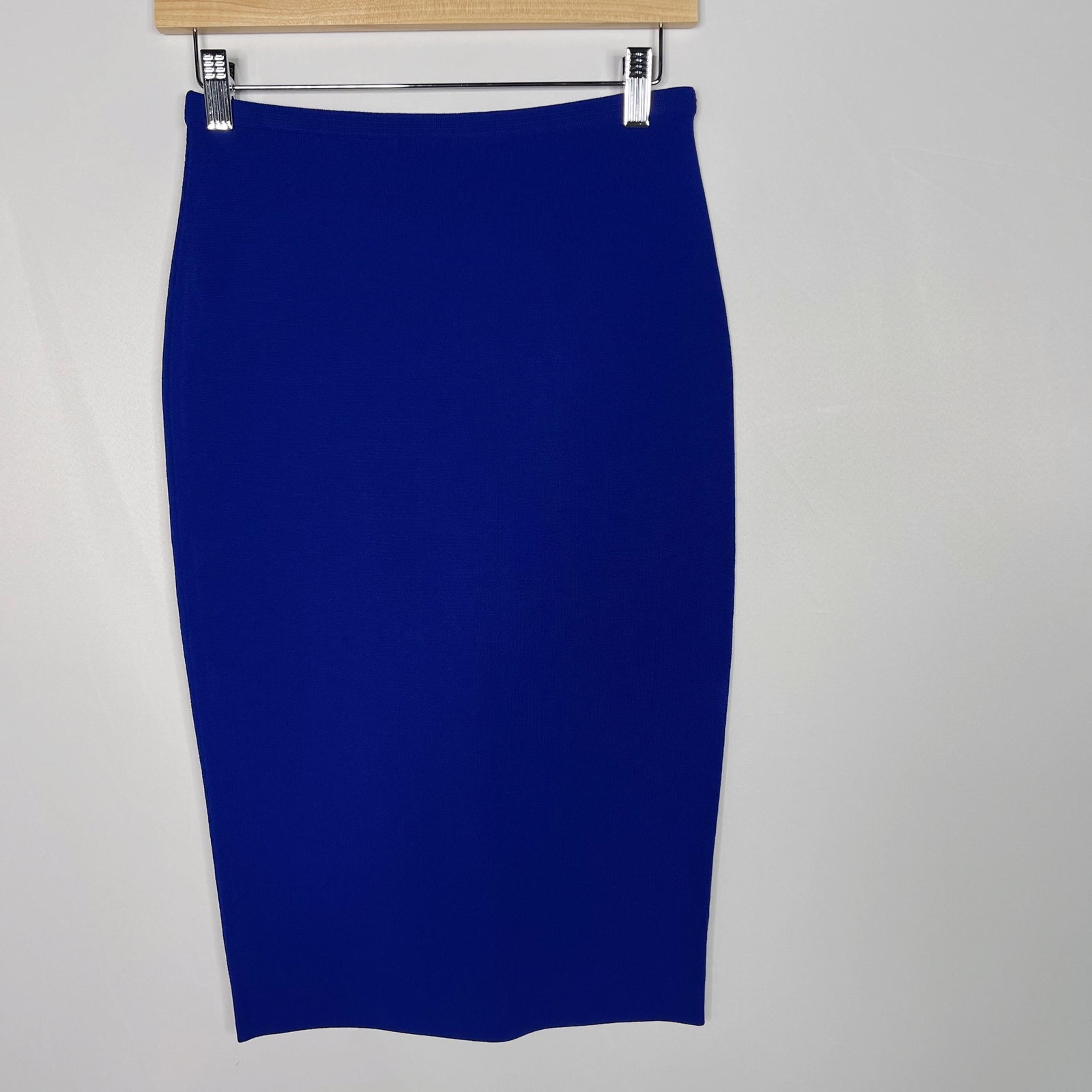 New Diane Von Furstenberg Size P Klein Blue Knit Pencil Skirt Elasticized Waist
