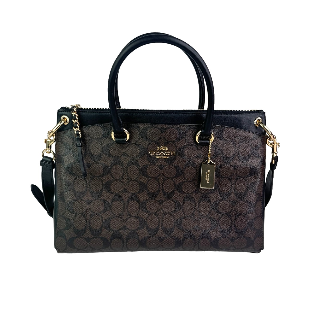 Coach Mia Satchel In Signature Canvas Shoulder or Crossbody Wear Handbag Purse