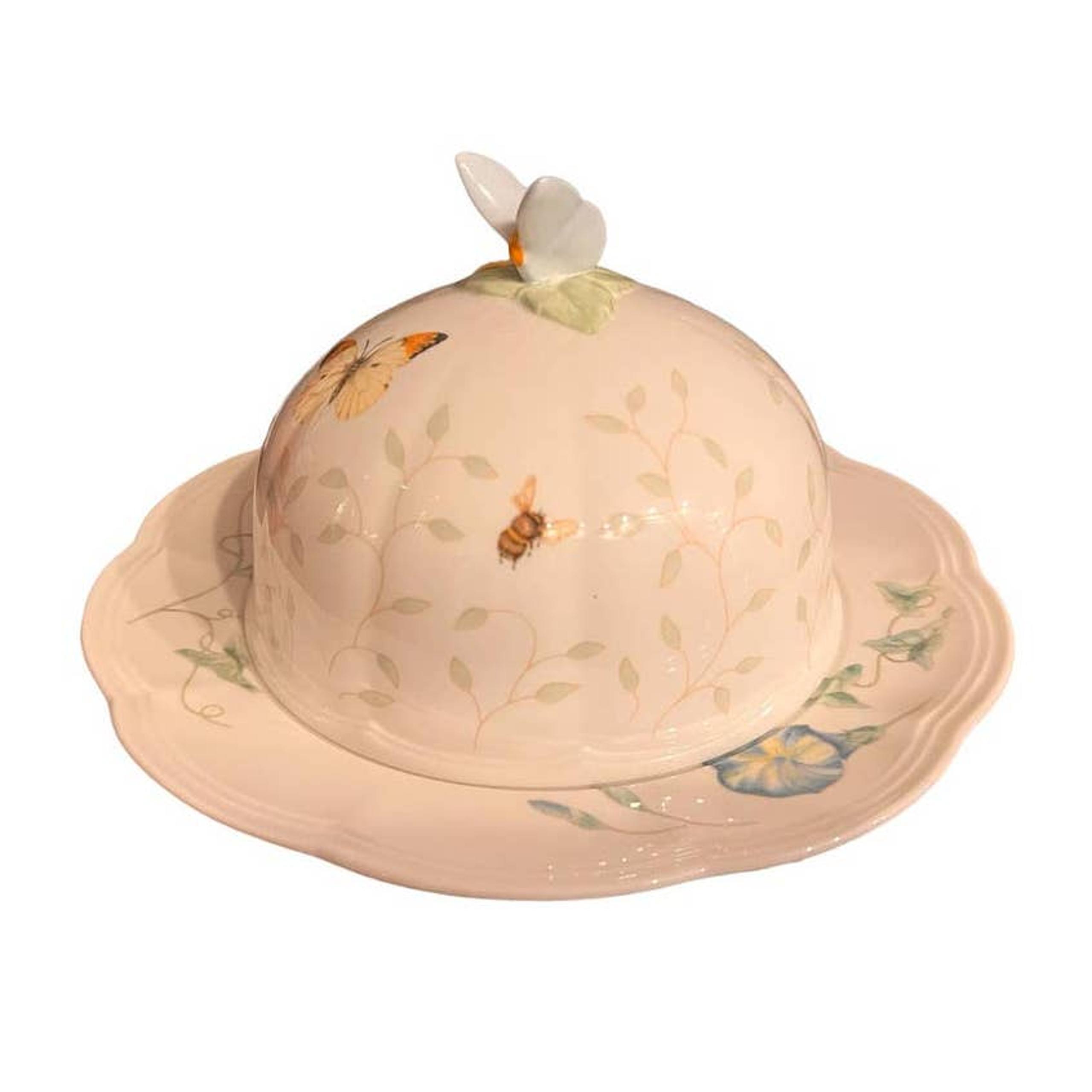 Lenox Butterfly Meadow DISCONTINUED Louise Le Luyer Covered Set Cheese Butter