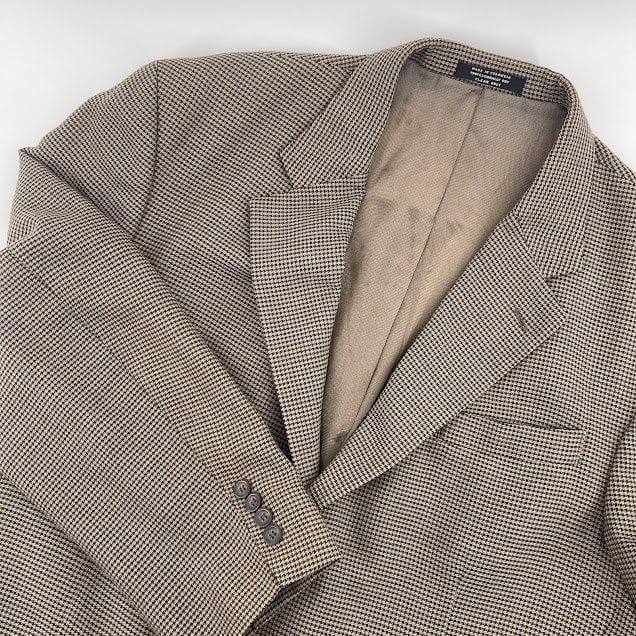 Oscar de la Renta Wool Blazer Houndstooth Two Button Sport Coat 44R
