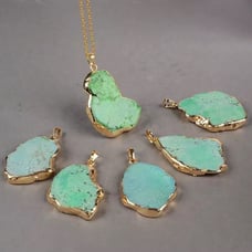 Turquoise Necklace-Raw Turquoise Pendant Necklace-Blue Gemstone Necklace