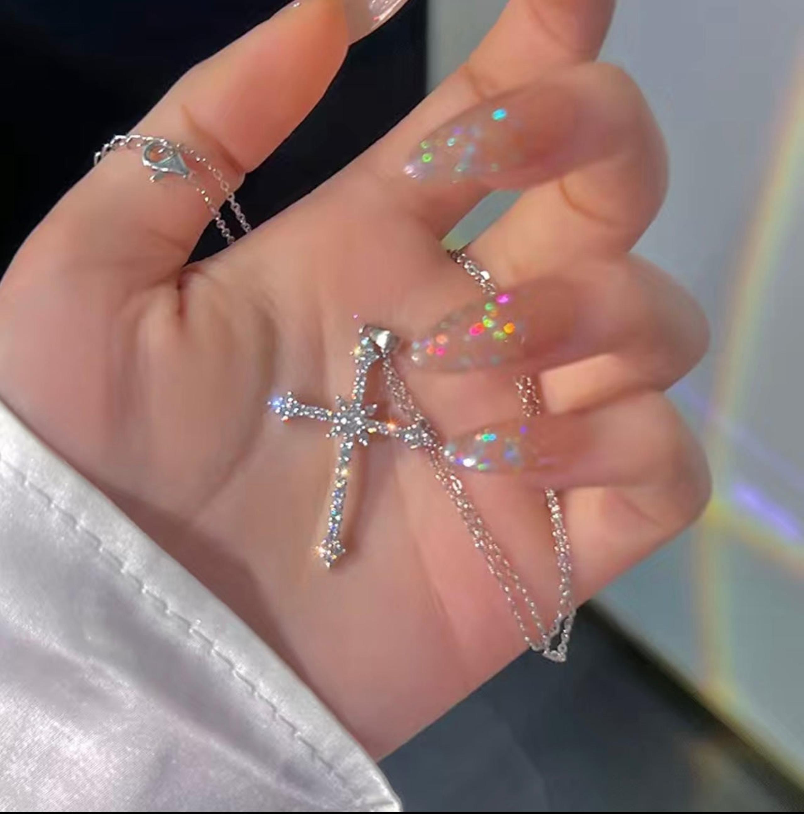 Elegant Trendy Rhinestone Exquisite Zircon Cross Pendant Necklace