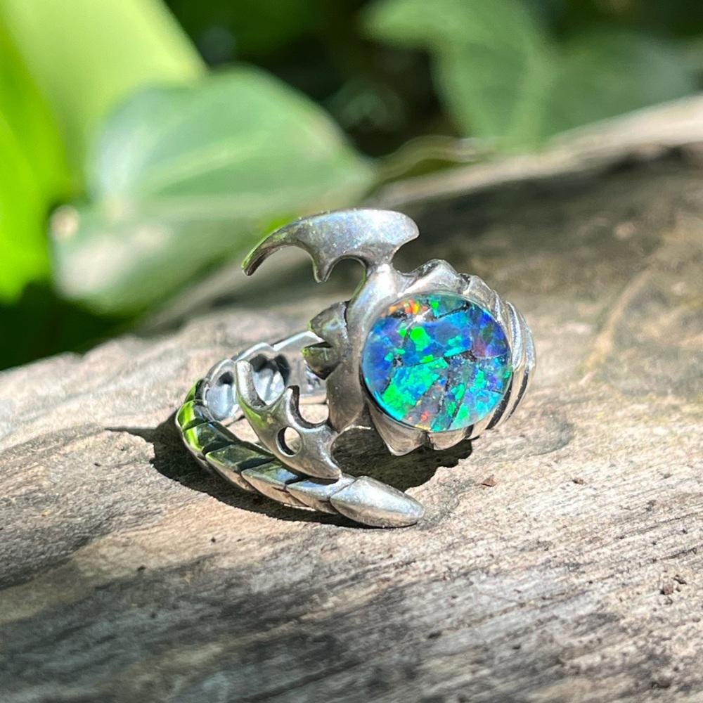 Solid sterling silver scorpion ammonite‎ adjustable ring