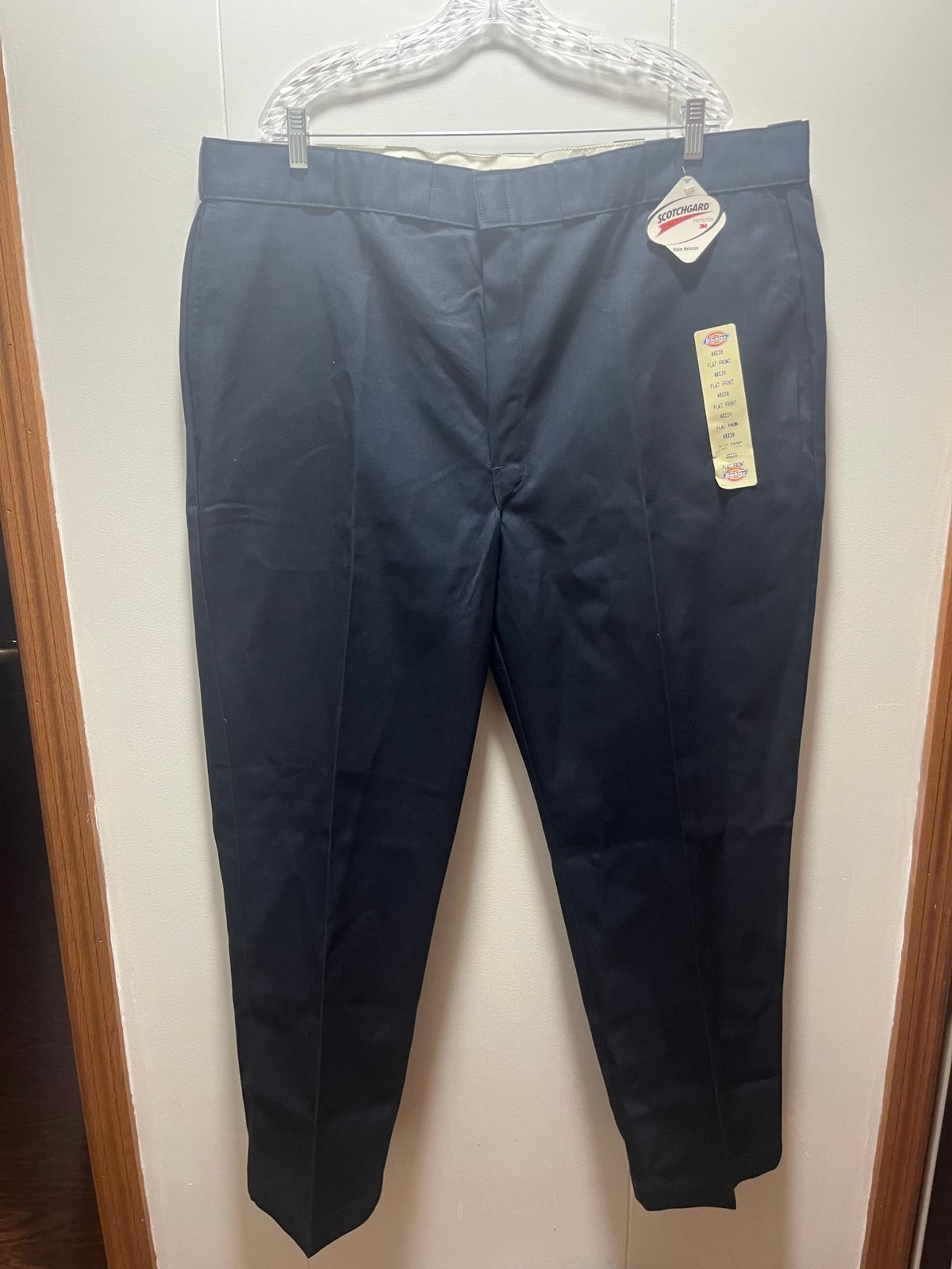 Dickies Pants Mens Size 46x30 Work Blue Durable Stain Release Flat Front NWT