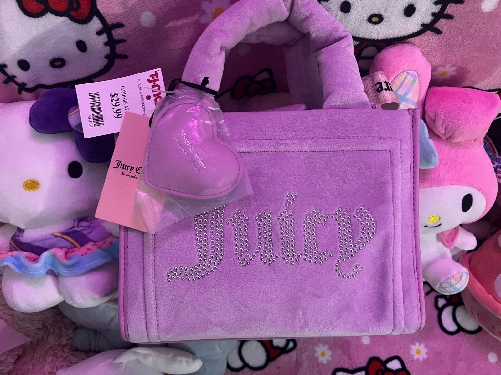 New Light Purple Velvet Juicy Couture Tote with Rhinestones