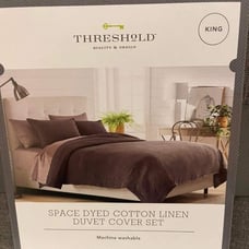 Threshold King Size Duvet Cover Set Dark Grey Cotton Linen