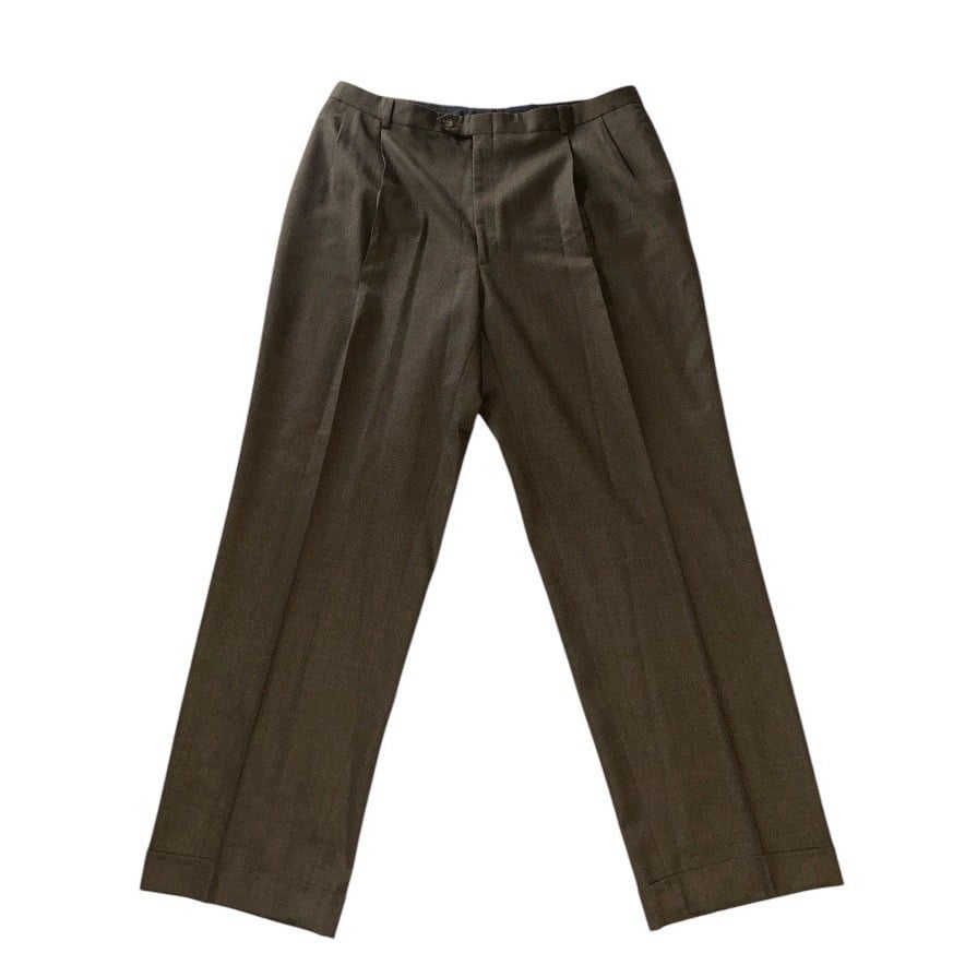Vintage Graham & Gunn Dress Pants Mens 37x30 Slack Pleated Brown Green Retro