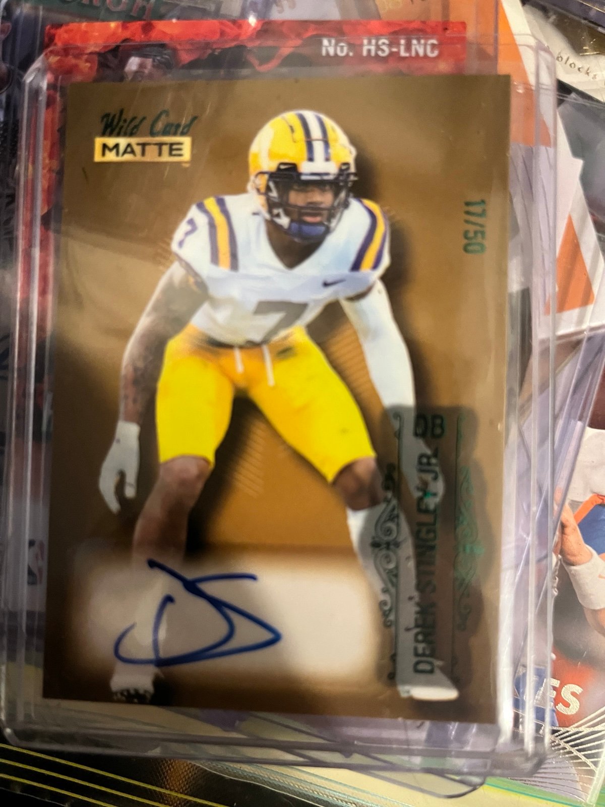 Derek Stingley Junior autograph 7/10 blue parallel weekend Warriors