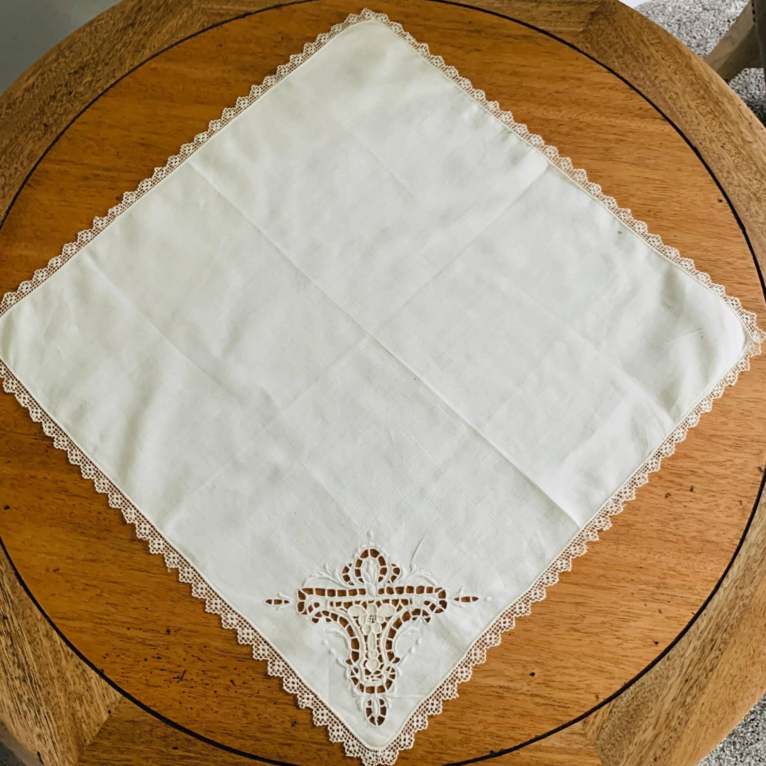 Handmade Table Linen Large Napkin or Dresser Scarf 17"