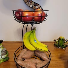 Auledio Iron 2-Tier Countertop Fruit Vegetables Basket Bowl Storage With Banana