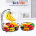 Auledio Iron 2-Tier Countertop Fruit Vegetables Basket Bowl Storage With Banana