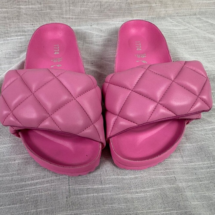 Birkenstock 1774 III Sylt Leather Slide Sandal Azalea Pink