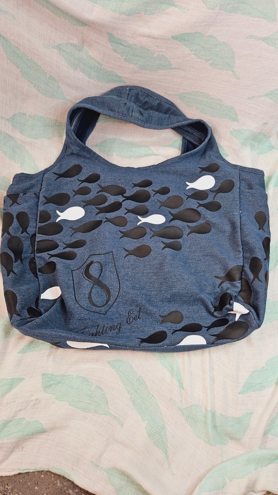 Fighting Eel Denim Canvas Hobo Bag