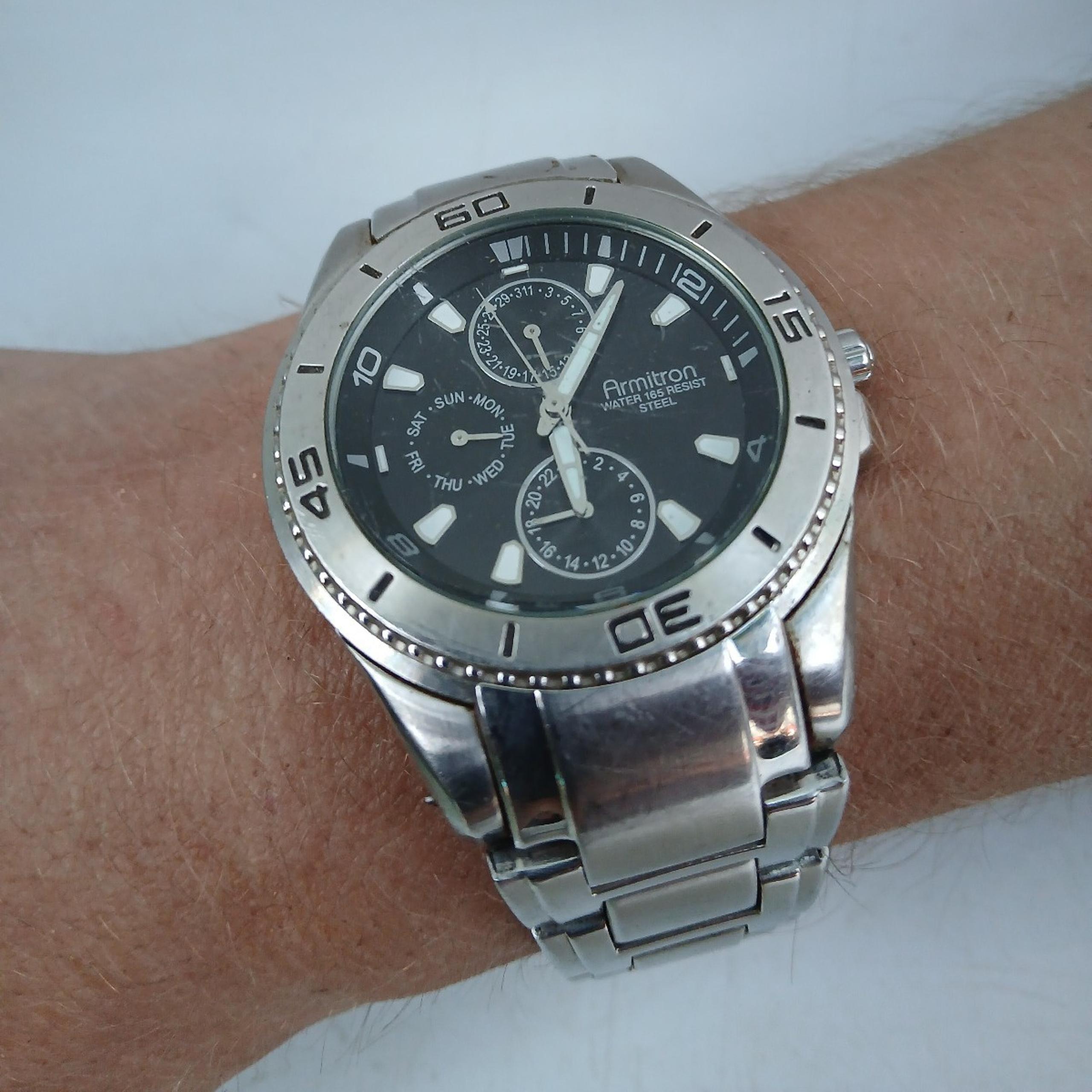 Rare Armitron 20/4379SVP SS Stainless Steel Men's Mechanical Chronograph Watch