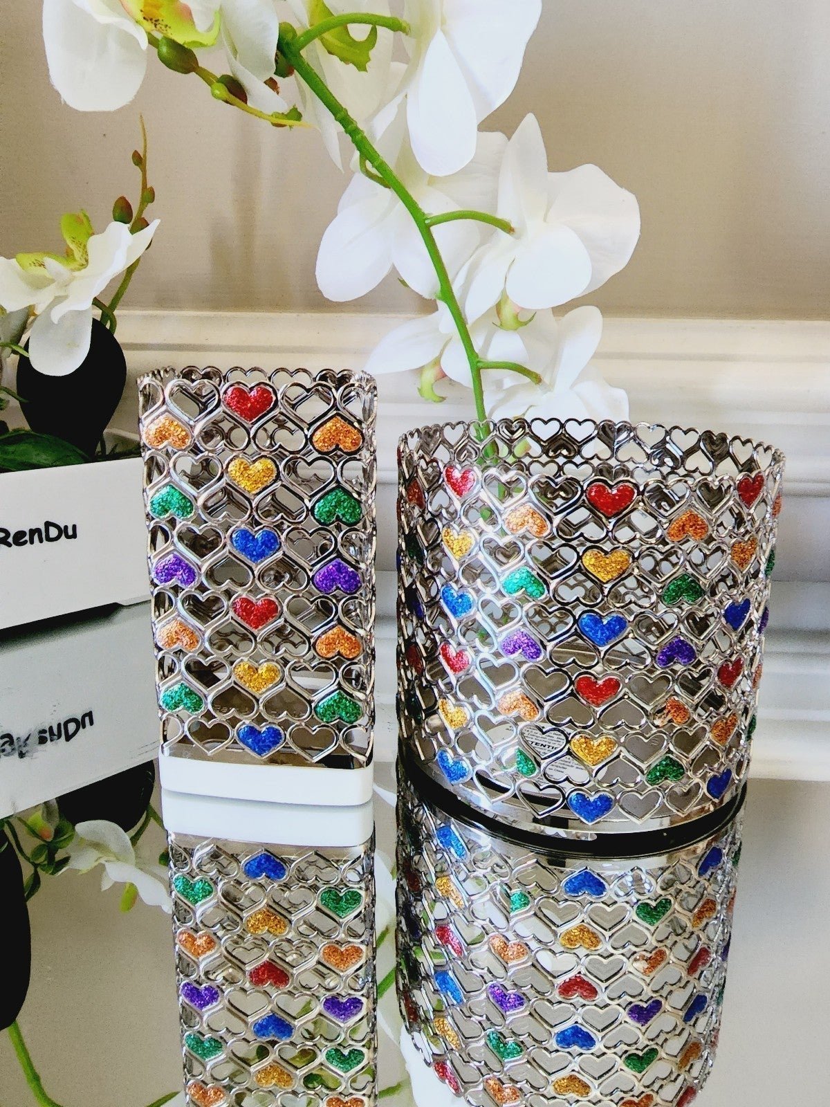 Bath and body works glitter hearts Soap and Candle holder 2pcs