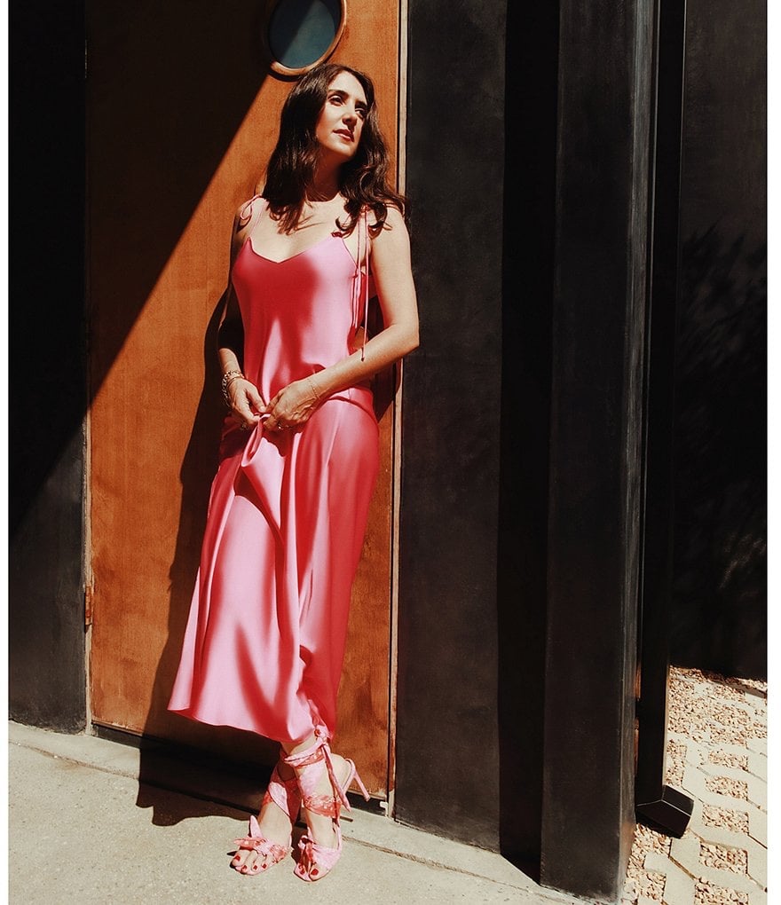 Gianni Bini  Pink Satin gorgeous Slip Maxi Dress Vibrant  Satin Top