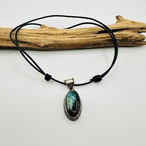 Labradorite Sterling Silver Pendant Necklace