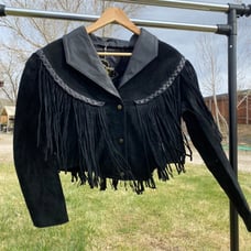 Leather Jacket fringed moto western tapered new