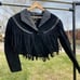 Leather Jacket fringed moto western tapered new