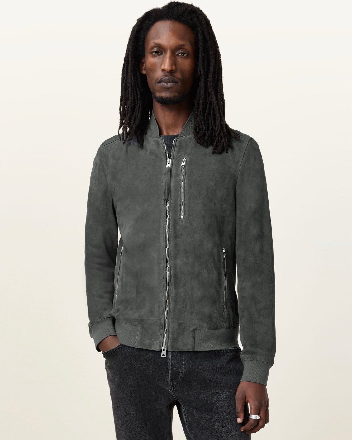 ALLSAINTS Kemble Suede Bomber Jacket