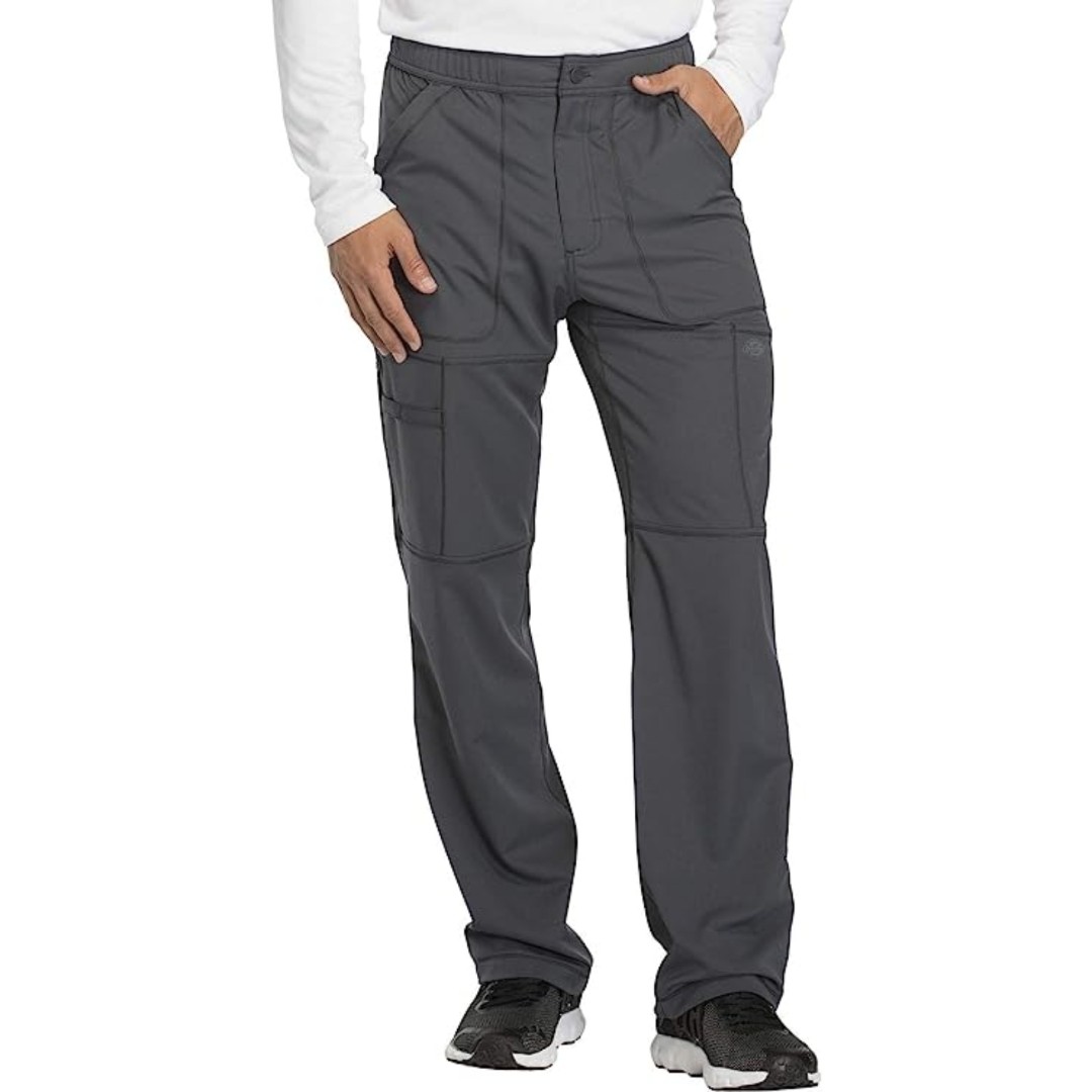 Scrub Pants for Men with Zip Fly Four-Way Stretch and Moisture Wicking M Pewter