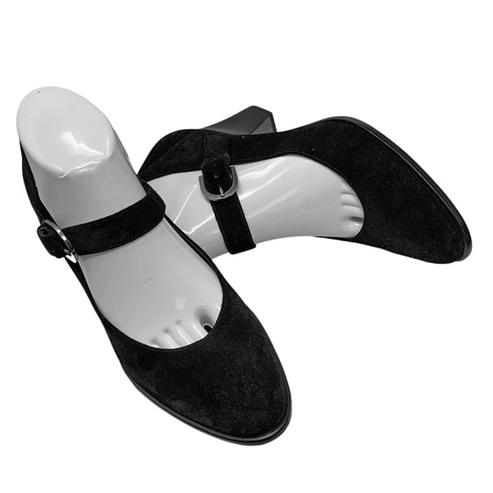 Via Spiga Black Suede Cone Heel Mary Jane Pumps