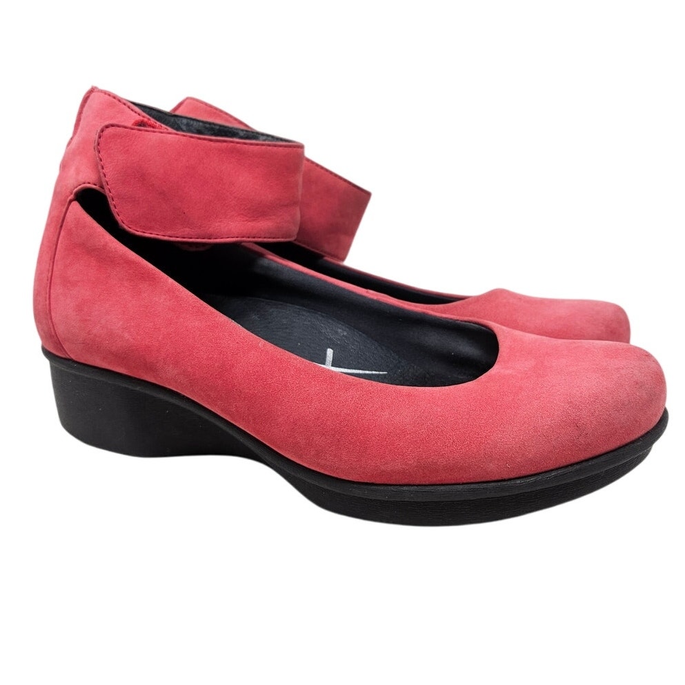 Dansko 38 Red Leather Lulu Ankle Strap Comfort Shoe Casual Professional