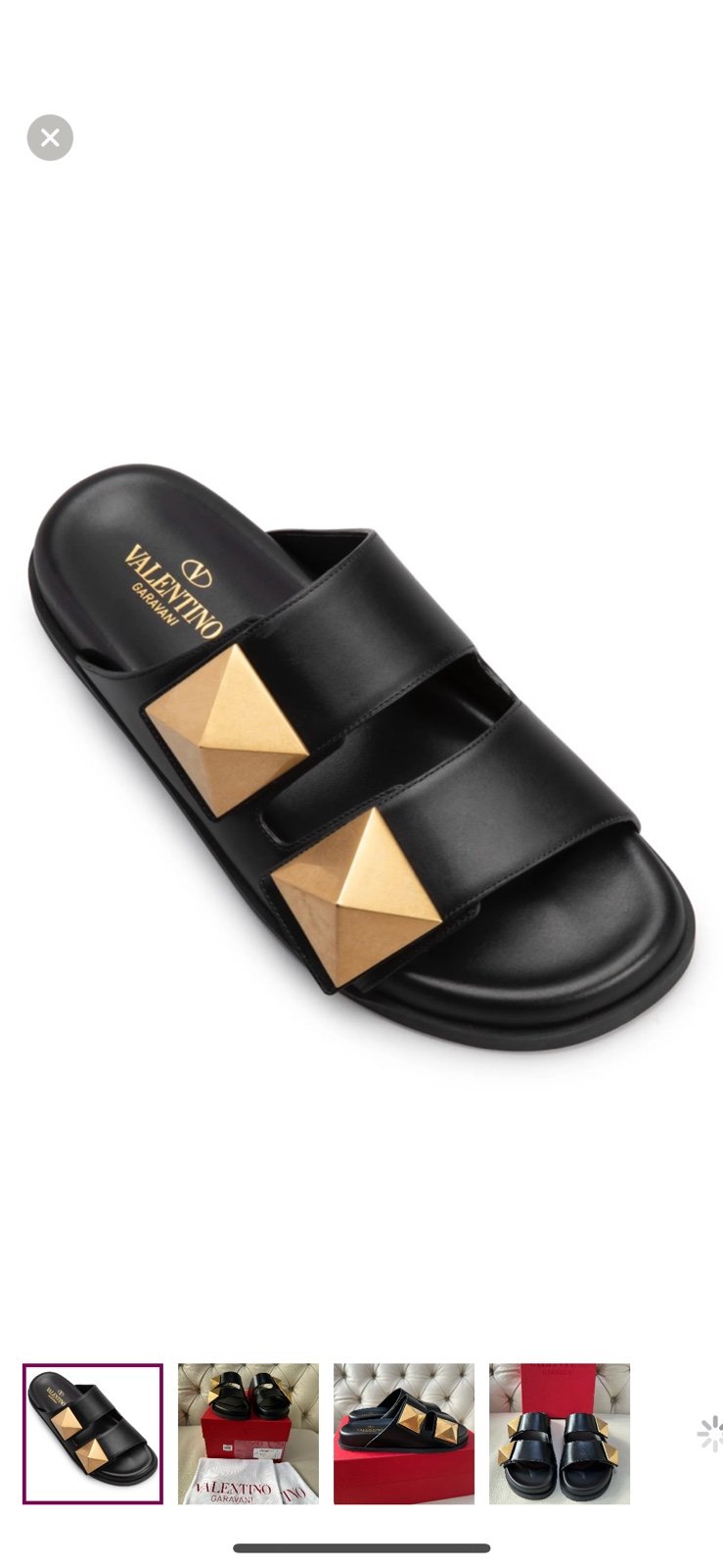 Black and Gold Valentino Roman Stud Sandals