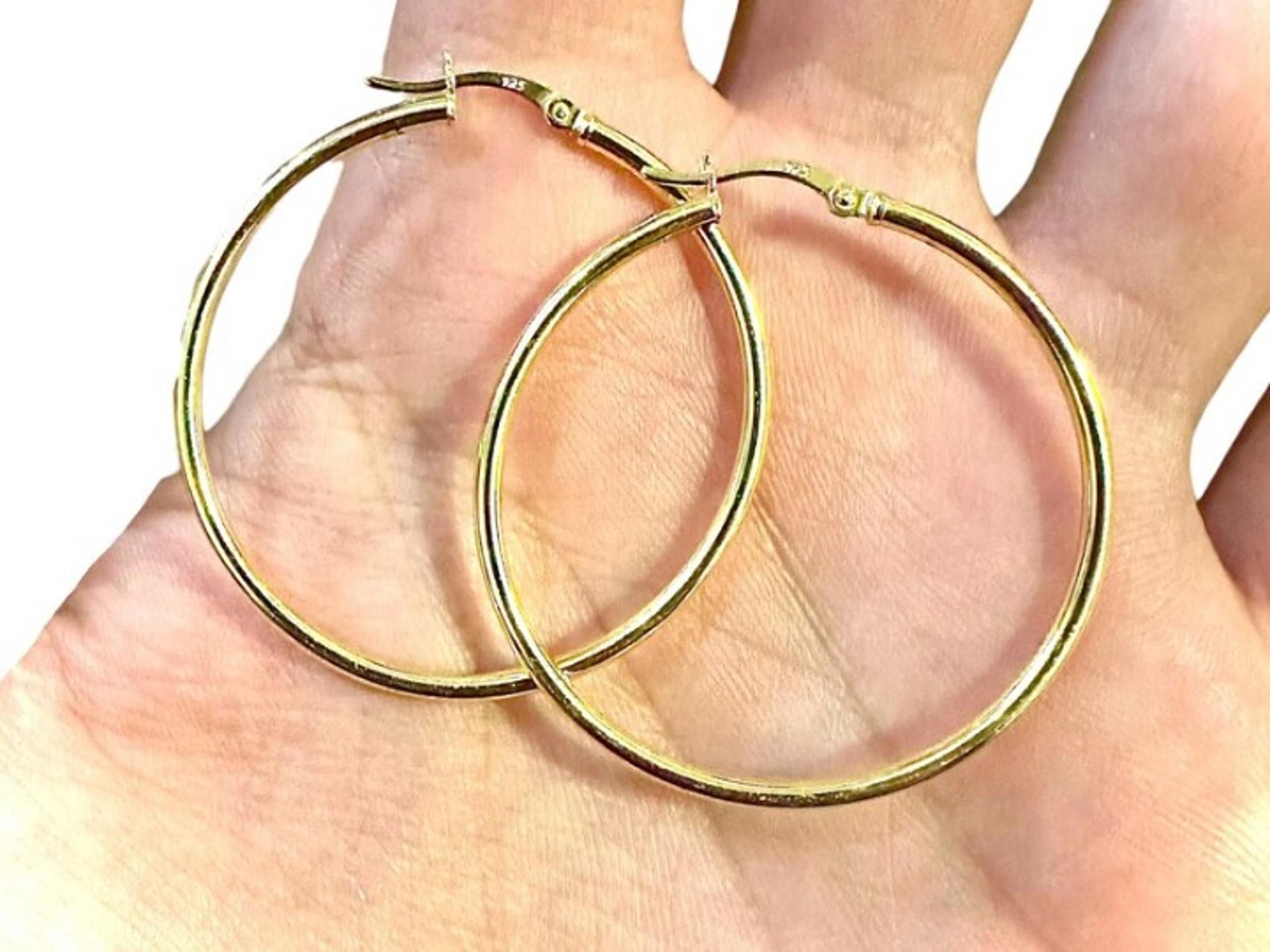 40mm Hoop 14k Gold Plated 925 Sterling Silver Earrings for Women