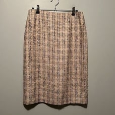 Escada Women's Beige Wool Silk Blend Tweed Midi Straight Skirt