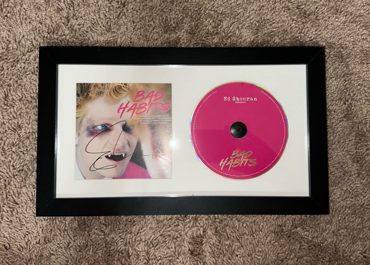 Ed Sheeran Signed Bad Habits CD single Framed