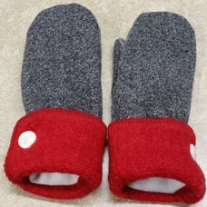 Upcycled Handmade wool mittens fleece li
