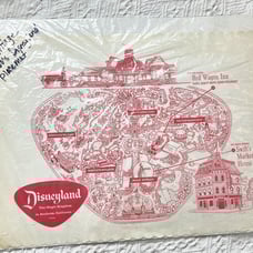 Vintage 1960s Map of Disneyland The Magic Kingdom In Anaheim California Placema