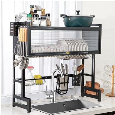 Large Stainless Steel Sink Drying Rack for Dishes, Bowls, Cutlery (29.5 W)