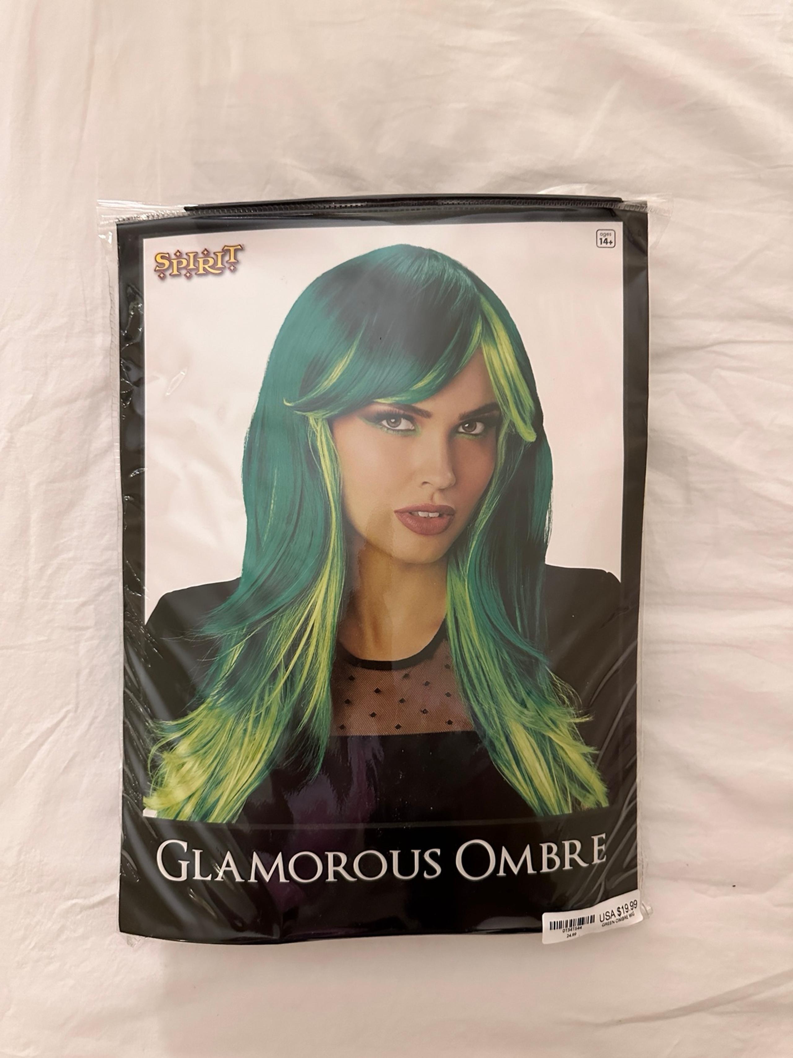 Green wig spirit halloween ombre chartreuse neon green beetlejuice cosplay layer