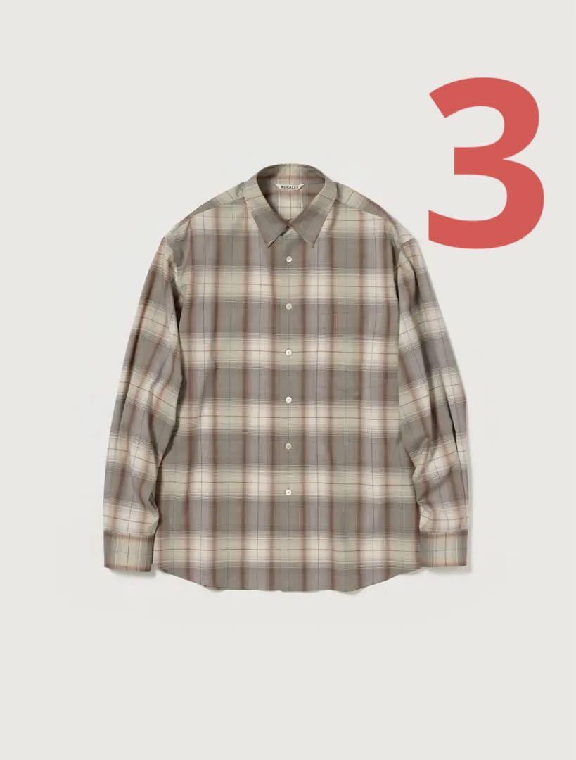 AURALEE SUPER LIGHT WOOL CHECK SHIRT