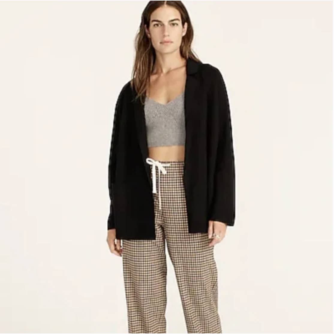 NWT J. Crew Eloise Sweater Blazer Cardigan Black Small J Crew Merino Wool