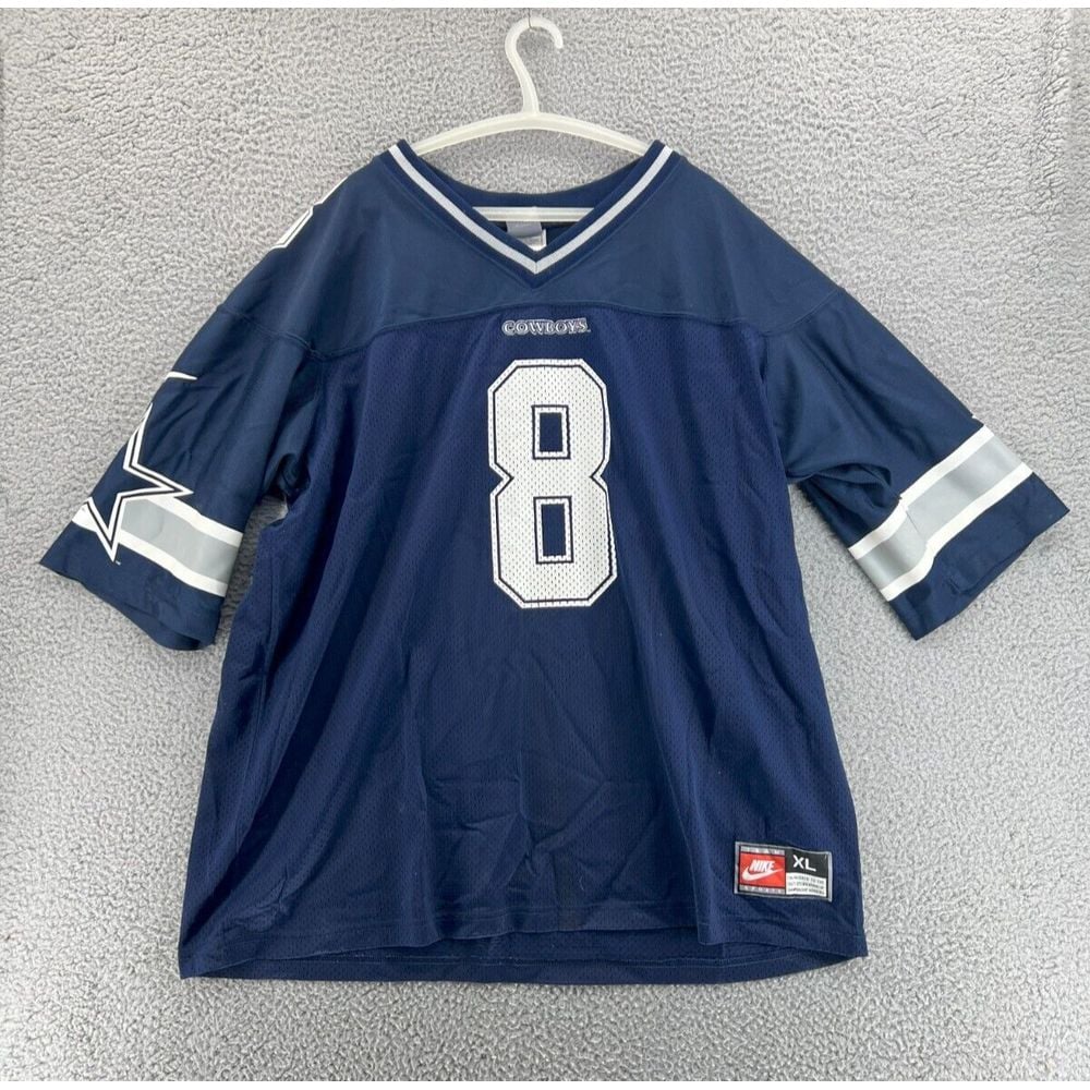 NIKE TEAM SPORTS Troy Aikman #8 DALLAS COWBOYS Men's XL Jersey Blue READ
