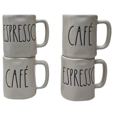 Rae Dunn Artisan Collection by Magenta Set of 4 Mini Expresso Mugs 3 Tall