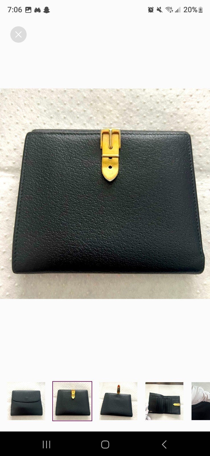 Gucci Black Leather Bifold Wallet GoldBuckle Clasp