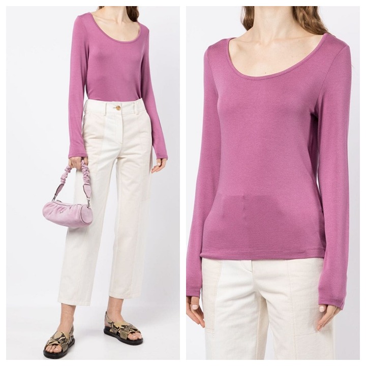 Vince Long-sleeve Scoop-neck Jersey Knit Top