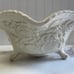 Large 3 Footed Bowl Ruffle Style With Embossed Raised Roses