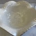Large 3 Footed Bowl Ruffle Style With Embossed Raised Roses
