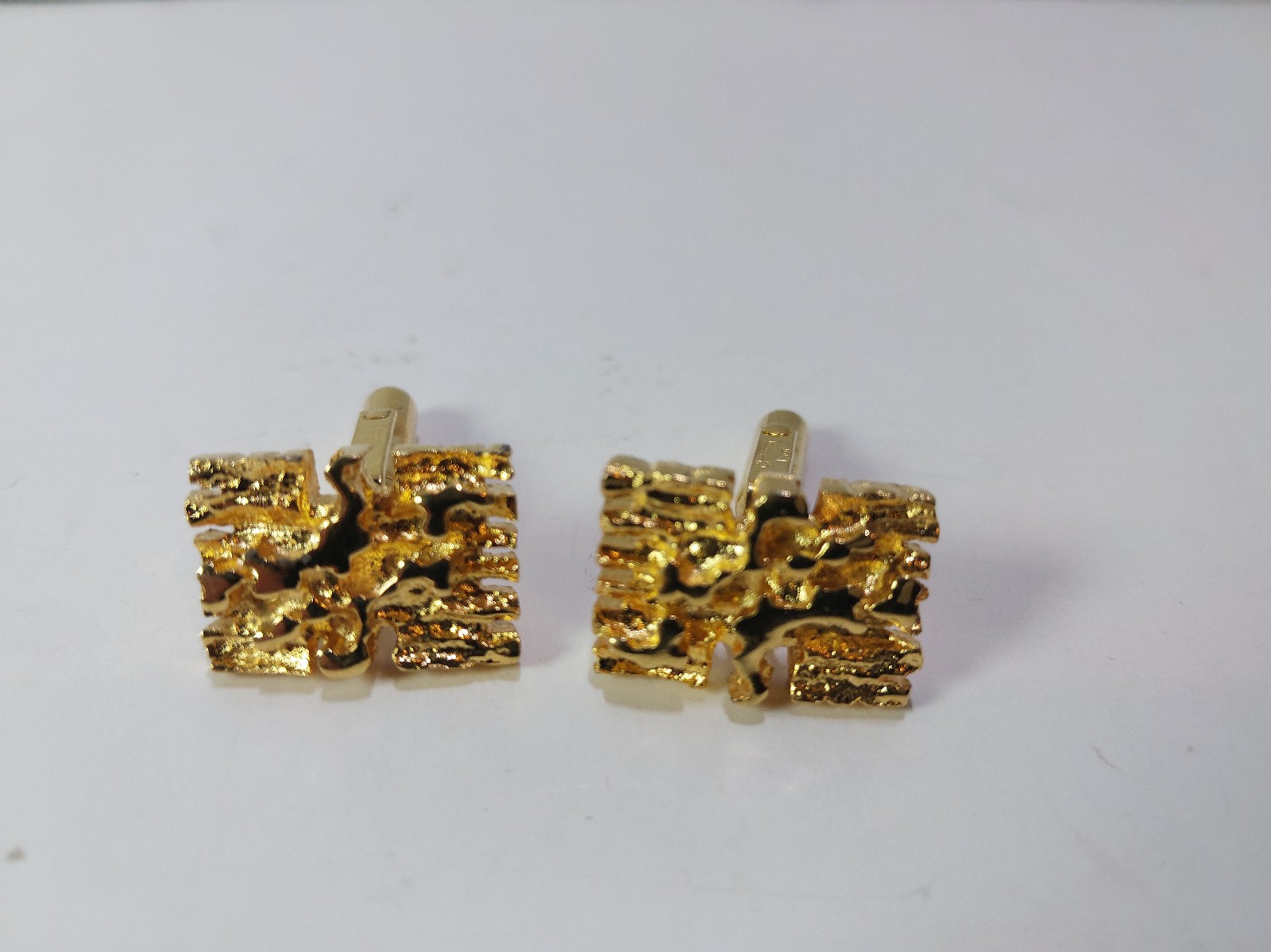 Marked Christian Dior Vintage Gold Tone Nugget Cufflinks