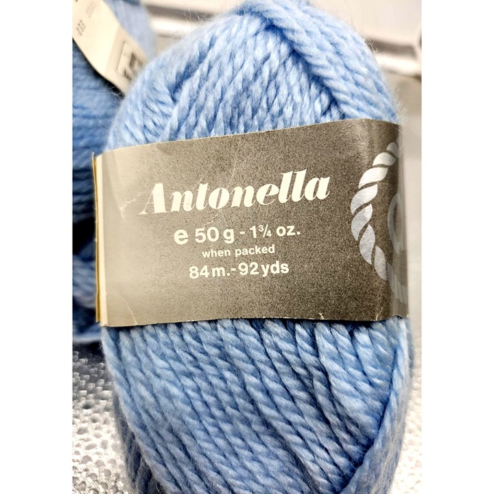 Antonella Light Blue Yarn 7-Skeins 50% Wool & 50% Acrylic Made In Italy
