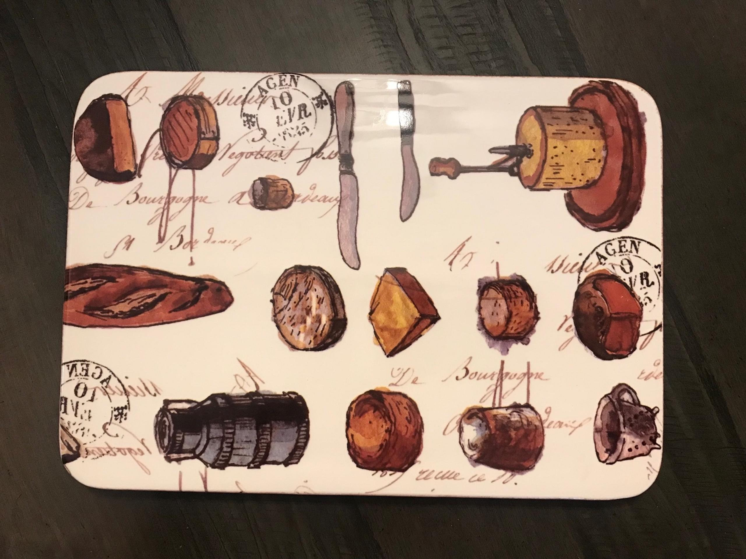 Williams Sonoma Porcelain Cheese Board French Cheeses & Bread 13x10 Portugal