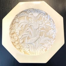 1890’s Porcelain Antique English Majolica Octagonal Heron, Lotus and Lily Plate
