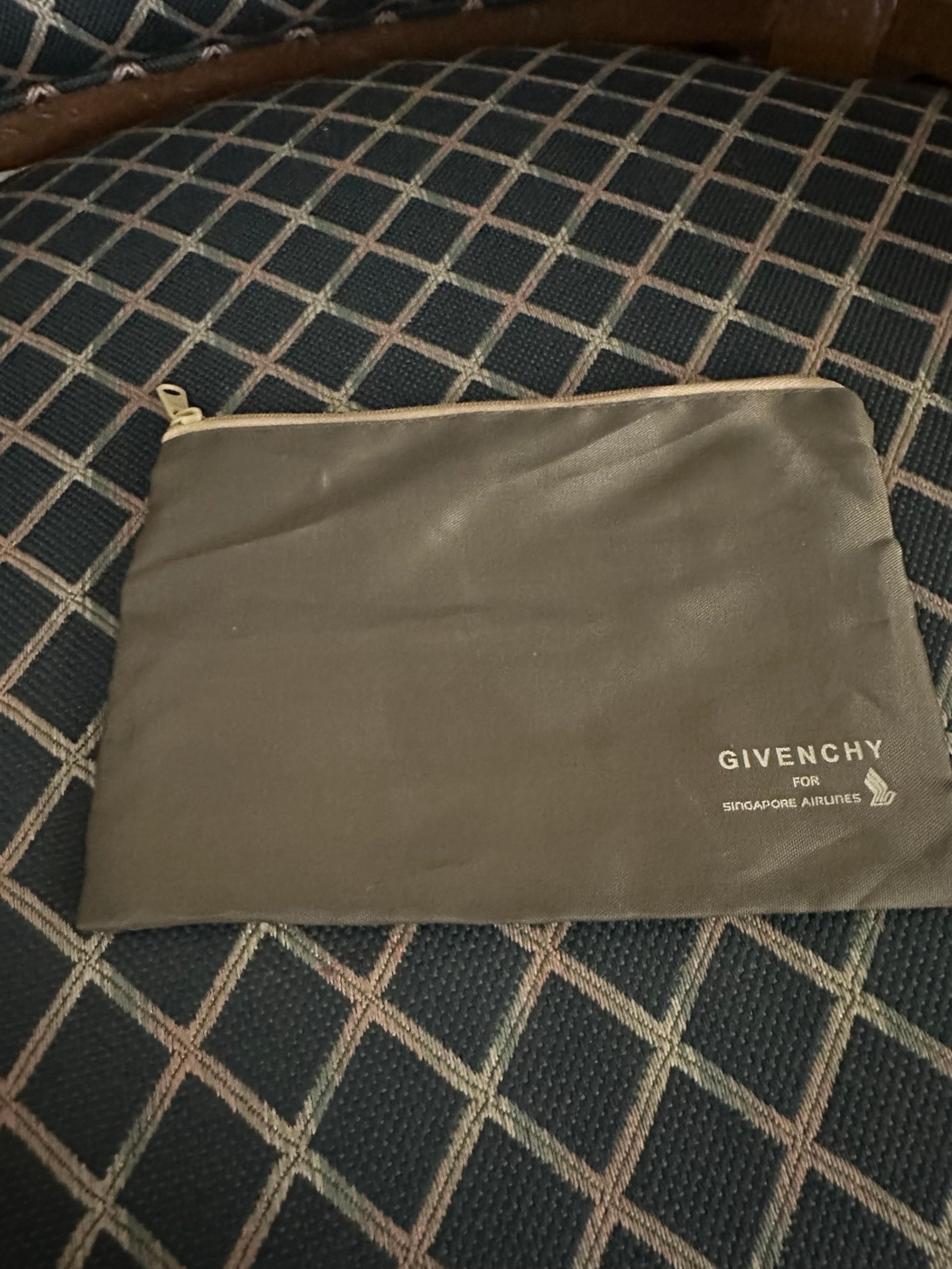 Givenchy for Singapore Airlines cosmetics toiletries khaki bag