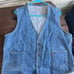 True Vintage 1970s Levi's Jean Vest / Vintage Denim Vest / Button Up /orange tab