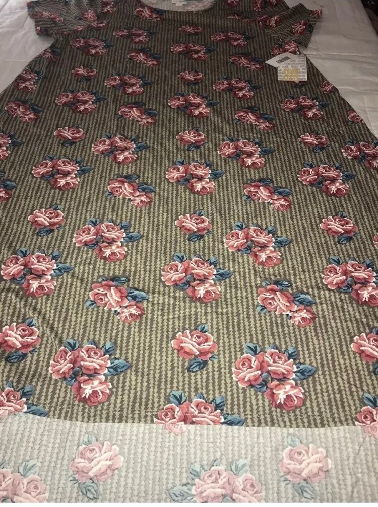 Lularoe Carly Brown Blush Red Roses 2X 22/24 20/22 2XL Unicorn LLR New XXL NWT